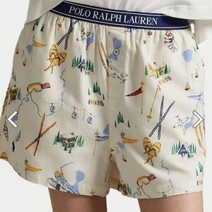 POLO RALF LAUREN SKI GRAPHIC PRINT COTTO  BOXER PAJAMAS SHORTS  /SIZE: LARGE